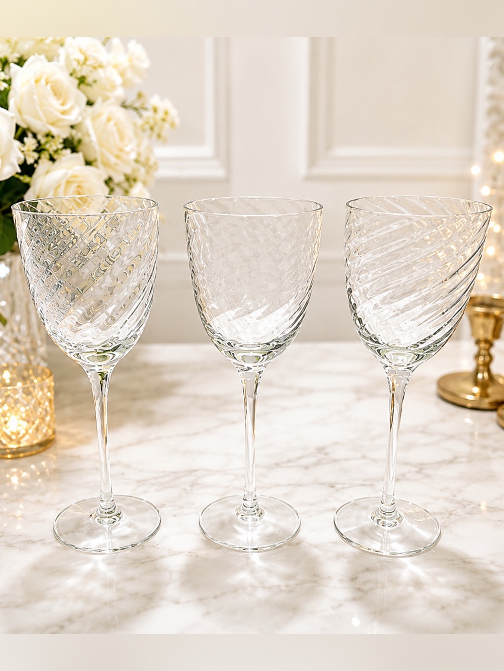 Set (3) Westminster AbionNord Swirly White Wine Glasses | Vintage | Flea Bite